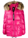 As65 Hooded Puffer Coat In Pink