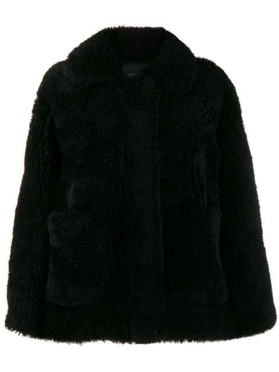 Yves Salomon Shearling Bomber Jacket In Black