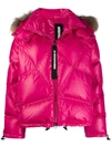 As65 Fur Hooded Jacket In Pink