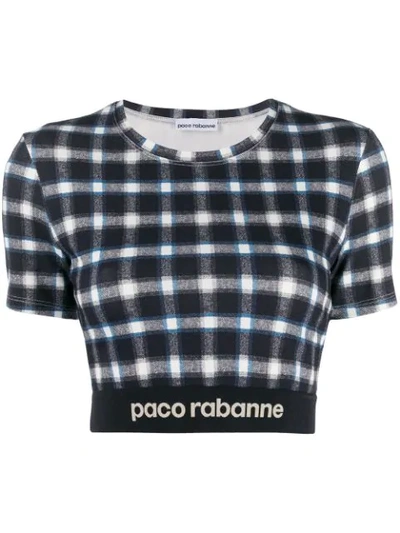 Paco Rabanne Logo Band Crop Top In Blue