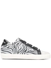 Leather Crown Zebra Print Low-top Sneakers In Neutrals