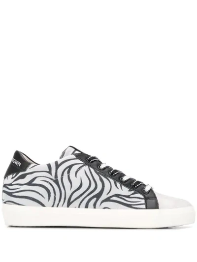 Leather Crown Zebra Print Low-top Trainers In Neutrals