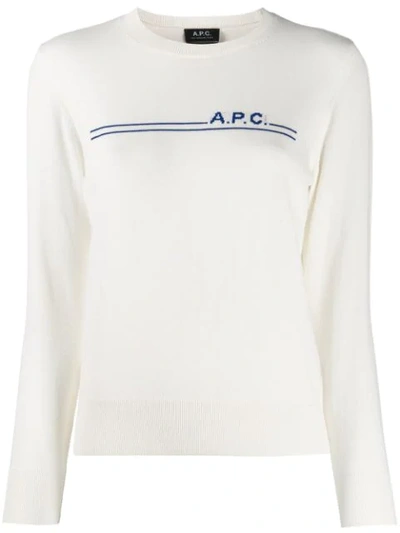 Apc Logo Stripe Jumper In White