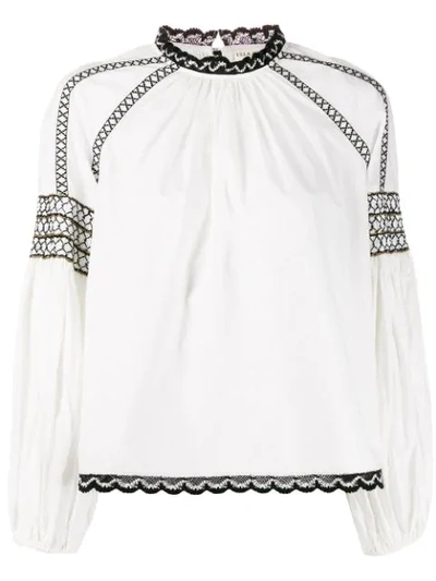 Ulla Johnson Long Sleeve Embroidered Blouse In White