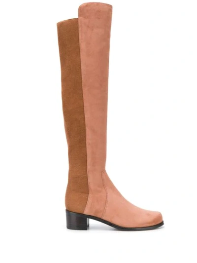 Stuart Weitzman Leather Over The Knee Boots In Cappuccino