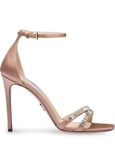 Prada Satin Sandals In Neutrals