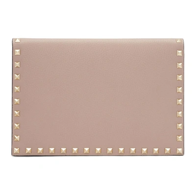 Valentino Garavani Valentino Pink  Medium Rockstud Wallet In P45 Poudre