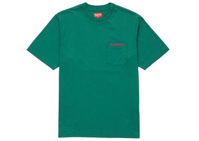 Pre-owned Supreme  Embroidered Pocket Tee Green