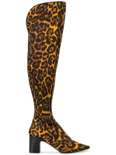 Fabrizio Viti Leopard Over-the-knee Boots In Black