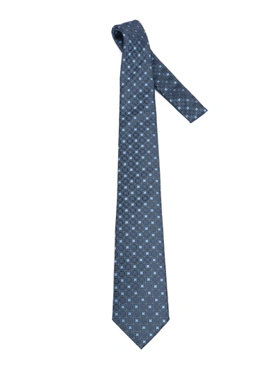 Emporio Armani Abstract Micro Pattern Blue Silk Elegant Tie