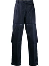 Prada Nylon Gabardine Multi Pocket Trousers In Blue