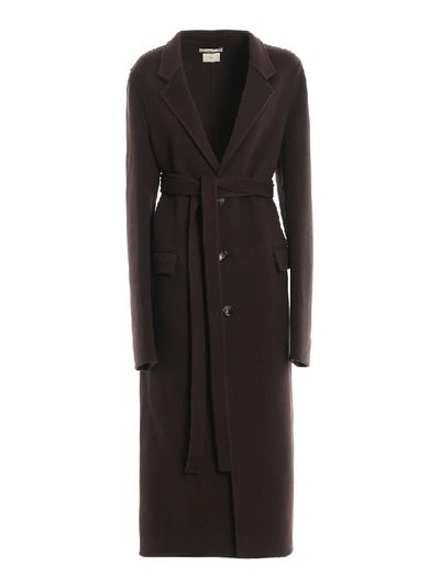 Bottega Veneta Double Wool Long Coat In Black