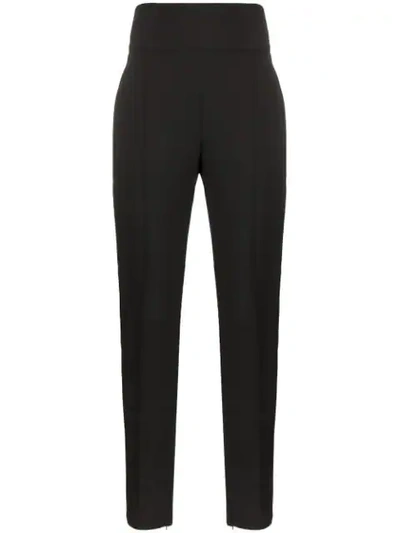 Alexandre Vauthier Zipped-ankles High-rise Slim-leg  Velvet Trousers In Black