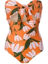 Adriana Degreas Printed Tie Knot Swimsuit In Orange