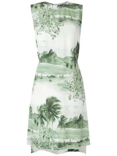 Osklen Sleeveless Sixties Printed Dress In Green