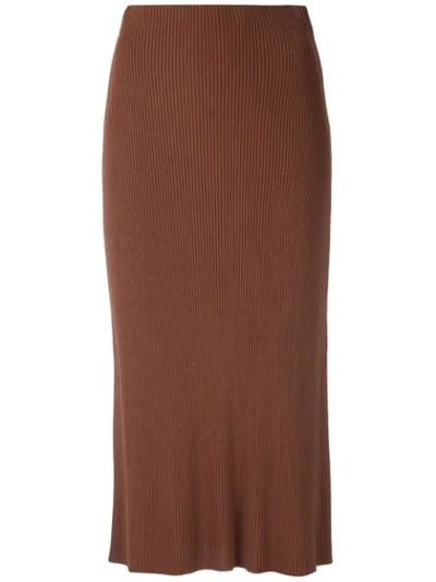 Osklen Knit Midi Skirt In Brown
