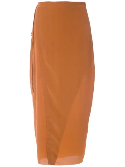 Osklen Silk Wrap Skirt In Brown