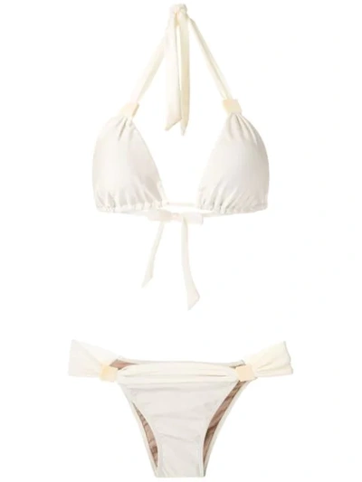 Adriana Degreas Silky Triangle Bikini Set In White