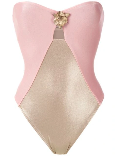 Adriana Degreas Metallic Orquídea Swimsuit In Pink
