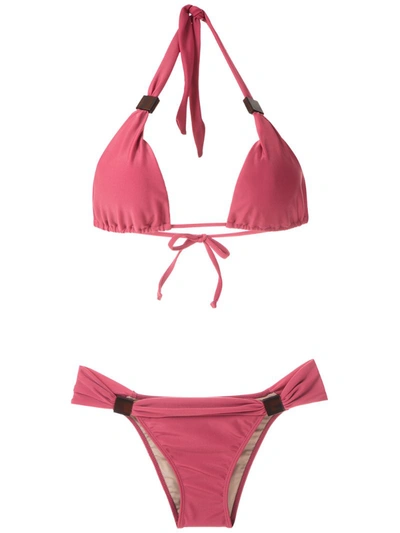 Adriana Degreas Appliqué Triangle Bikini Set In Pink