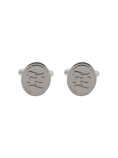 Fendi Karligraphy Button Cufflinks In 银色