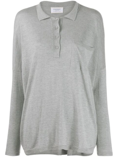 Snobby Sheep Long Sleeved Knitted Top In Grey
