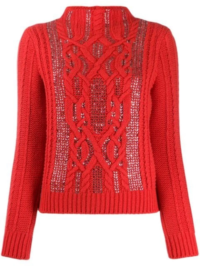Ermanno Scervino Cable Knit Jumper In Red