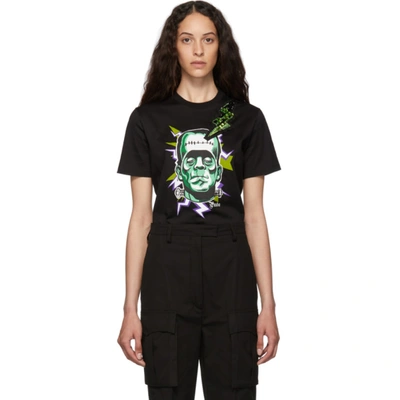 Prada Black Crystal Thunderbolt Frankenstein T-shirt