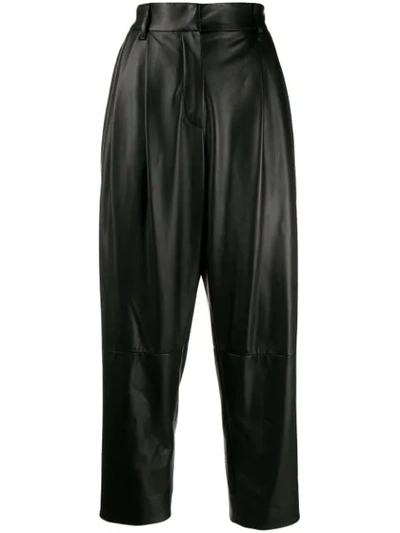 Brunello Cucinelli High-rise Straight Leather Pants In Black