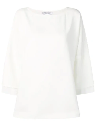 Max Mara Cropped Sleeved Blouse In Bianco