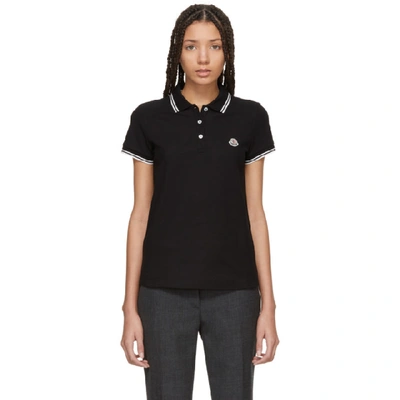 Moncler Piped Collar Polo Shirt In Blu