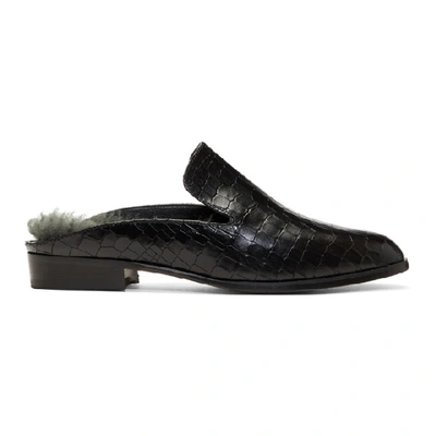 Robert Clergerie Alice Shearling-lined Leather Backless Loafers In Black