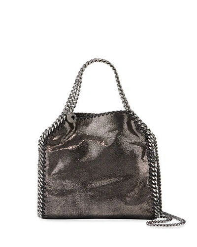 Stella Mccartney Mini Falabella Metallic Chain Tote Bag In Gray
