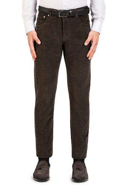 Isaia Men's Straight-leg 5-pocket Corduroy Pants In Dark Brown