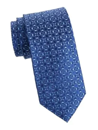 Charvet Neat Abstract Circle Silk Tie In Blue