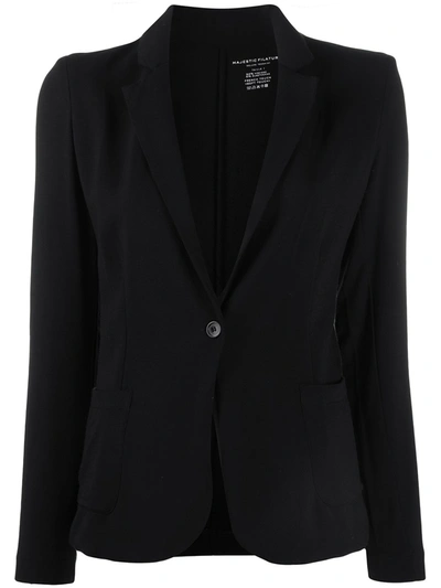 Majestic Notched-lapels Single-breasted Blazer In Black