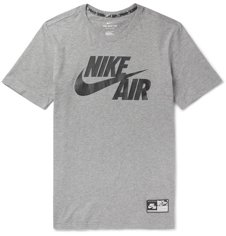 Nike Sportswear Air Printed Cotton-jersey T-shirt In Carbon Heather ...