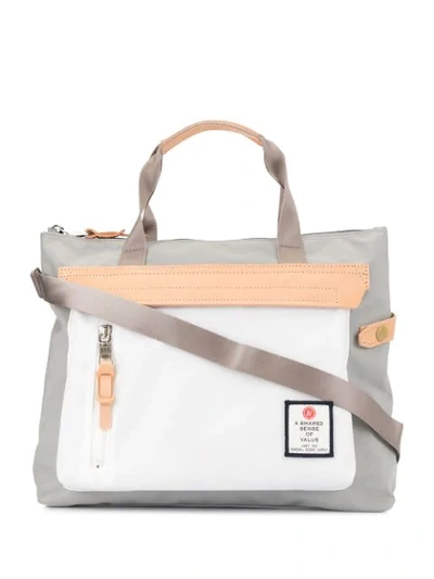 As2ov Contrast Panel Tote In Grey