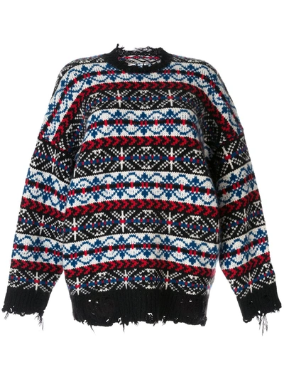R13 Oversized Distressed Fair Isle Cashmere Sweater In Multicolor