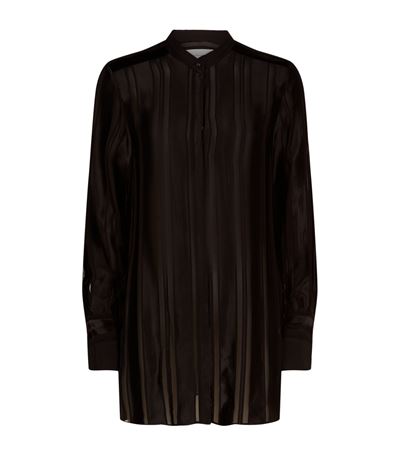 Victoria Victoria Beckham Chiffon Stripe Shirt In Black | ModeSens