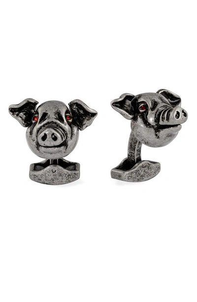 Tateossian Mechanical Pig Cuff Links In Red