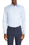 Emporio Armani Trim Fit Solid Dress Shirt In Azure