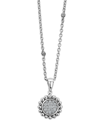 Lagos Sterling Silver Caviar Spark Diamond Pendant Necklace, 18 In White/silver