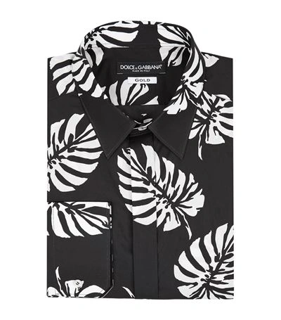 Dolce & Gabbana Palm Leaf Print Shirt In Black