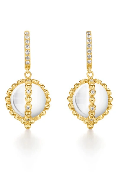 Temple St Clair 18k Yellow Gold Celestial Rock Crystal & Diamond Sassini Amulet Earrings In White/gold