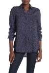 Beachlunchlounge Alana Printed Button Front Shirt In Love Is Navy