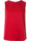 Theory Sleeveless Silk Stretch Top In Red
