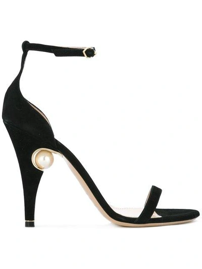 Nicholas Kirkwood Penelope Pearl-embellished Suede Sandals In Black