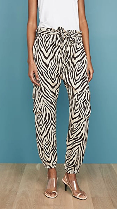 Current Elliott Current/elliott The Roxwell Zebra Print Cargo Pants In Natural Zebra Print