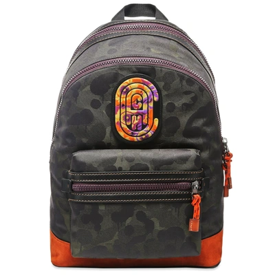 Coach Academy Backpack With Wild Beast Print And Kaffe Fassett Patch In Green